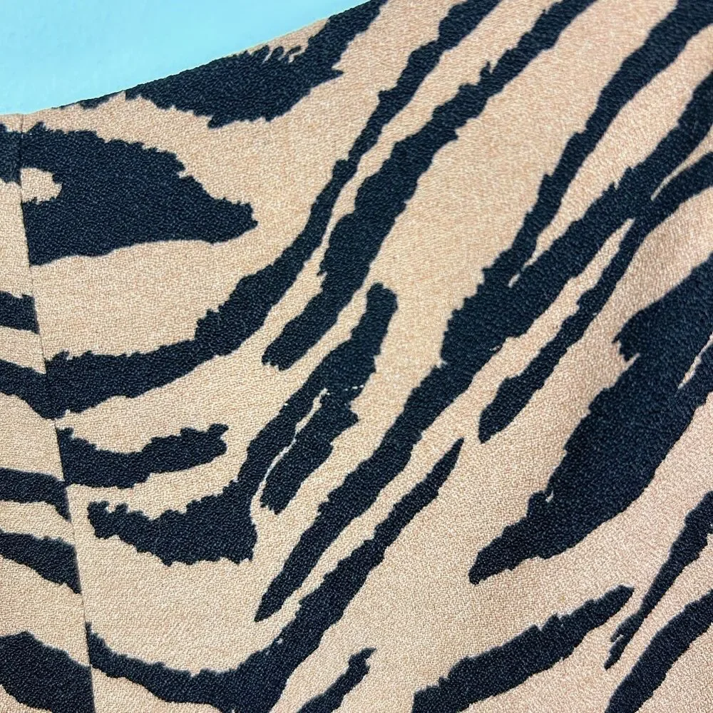 Reformation Dallas Rajah Tiger Animal Print Tan Black Corset Top Puff Sleeves 2